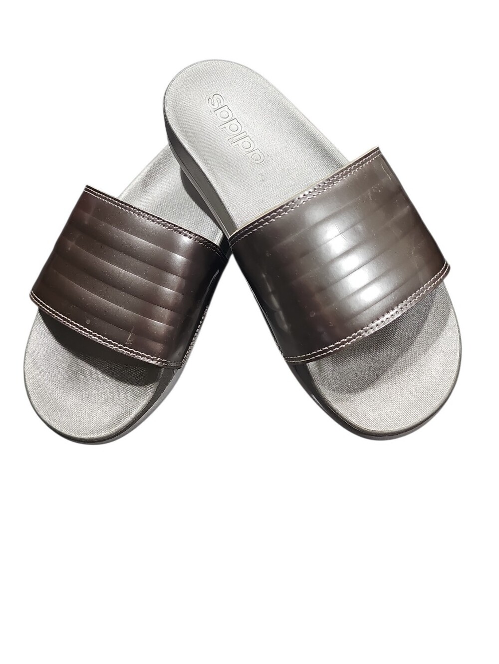 Addidas Silver Slides Sz 5